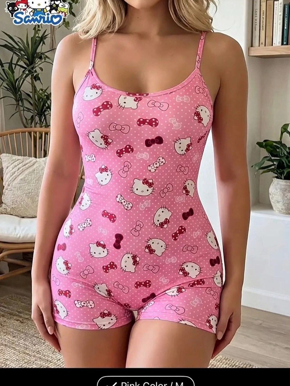 Sanrio Hello Kitty Pink Pajama Romper Size Medium